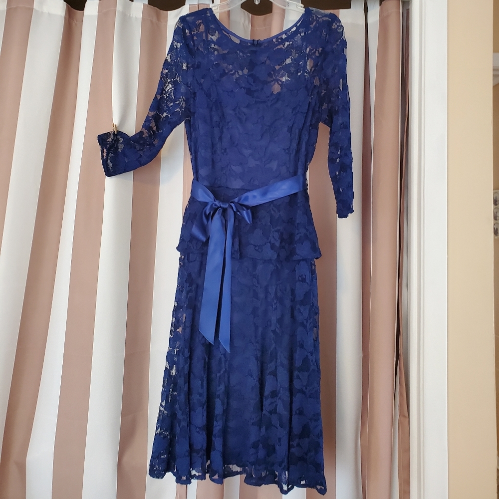 Leslie Fay Navy Blue Lace Dress